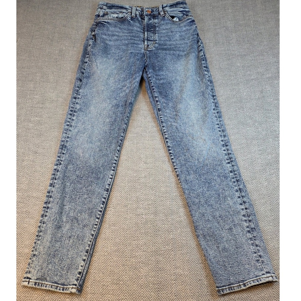 H&M &Denim Womens High Waist Mom Jeans Acid Wash Blue Size 4 Tapered Leg